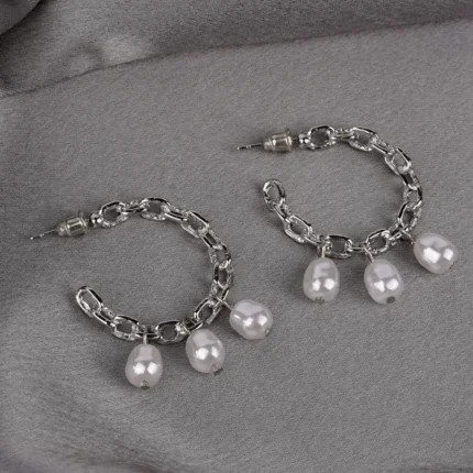Silver Lining Pearl Hoops