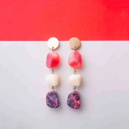 Marble Textured Resin Dangle Earrings