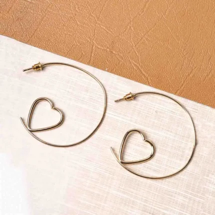 Heart Shaped Round Hoop Earrings