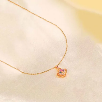 Rose Gold Floral Spinning Necklace