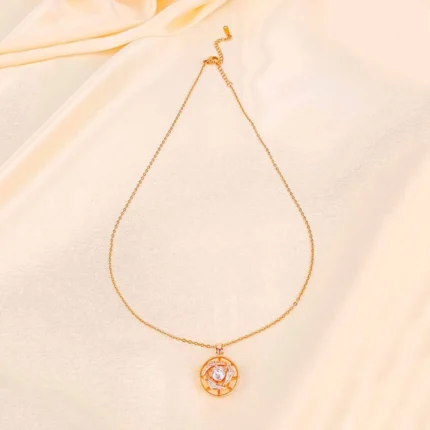 Rose Gold Circular Gem Spinning Necklace