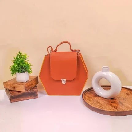 Tan Hexagonal Crossbody Bag