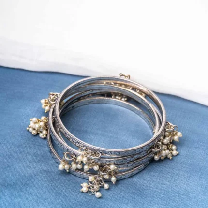Oxidised Pearl Mogra Bangles