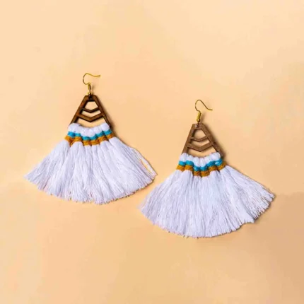 Macrame Wooden Tassel Earrings
