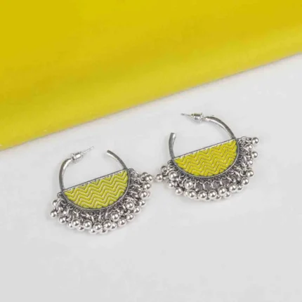 Enamelled Chevron Semi-circle Hoops