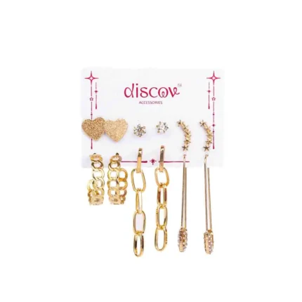 Set of 6 Western Golden Studs and Earrings Combo