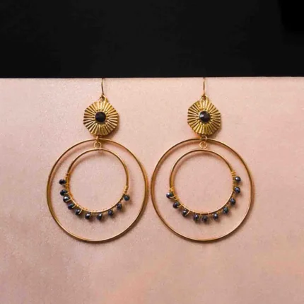 Golden Chic Layered Round Circular Dangle Earrings