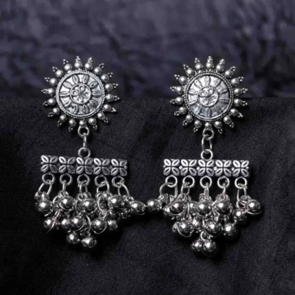 Oxidised Chakra Ghungroo Drop Earrings
