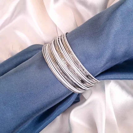 White & Silver Toned Bangles