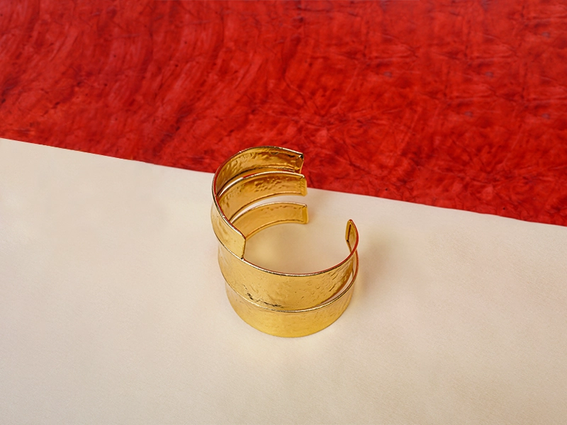 Bold Sculptural Brass Cuff Bangle