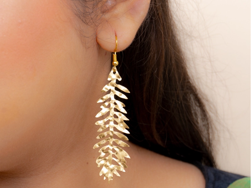 Textured Leaf Dangle Earrings