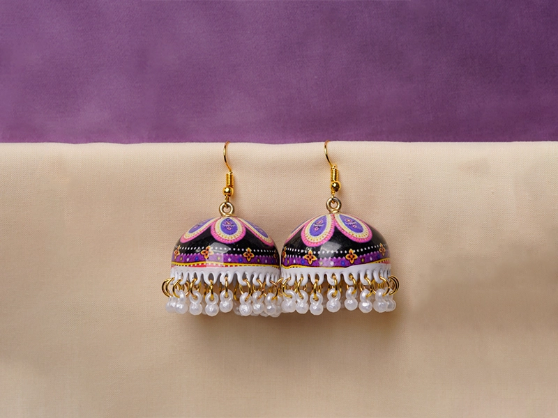 Floral Meenakari Bell Jhumka