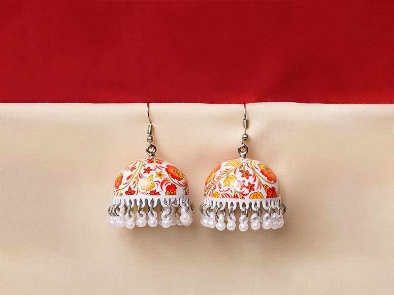 Floral Meenakari Bell Jhumka