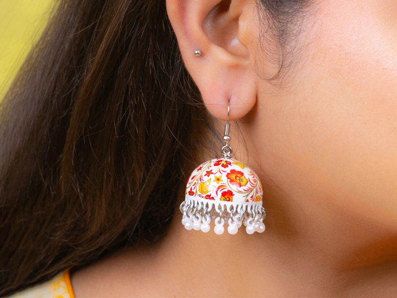 Floral Meenakari Bell Jhumka 2