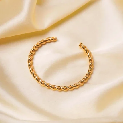 Golden Twist Rope Cuff Bracelet