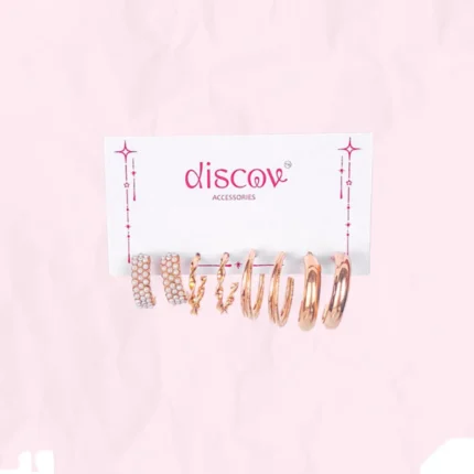 Set of 4 Golden Hoop Earrings Combo