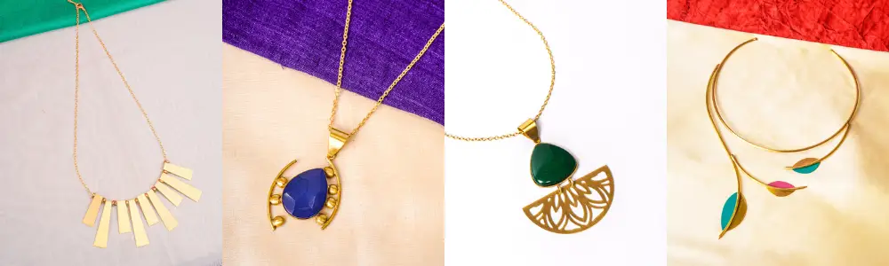 Cleaning and storing brass jewelry accessories to maintain shine for the perfect brass necklace for every neckline.