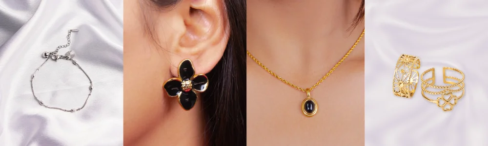 Minimalist outfit paired with elegant mixed metal jewelry looks